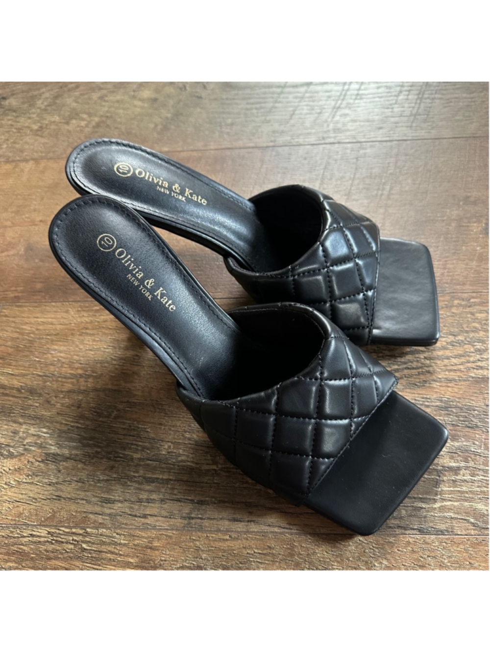 Women's Olivia & Kate Black Quilted Heeled Sandals Size 10 Summer